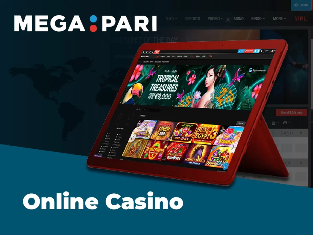 Description of the main menu of the online casino