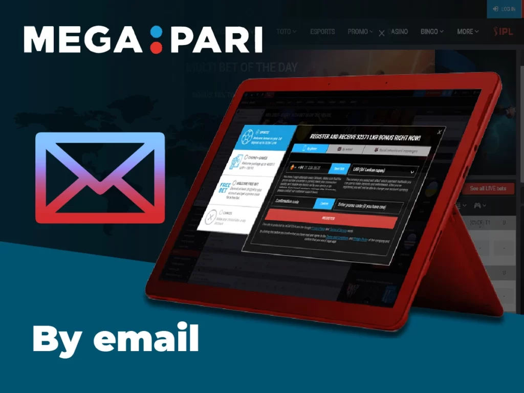 Step-by-step instructions on how to register by email 