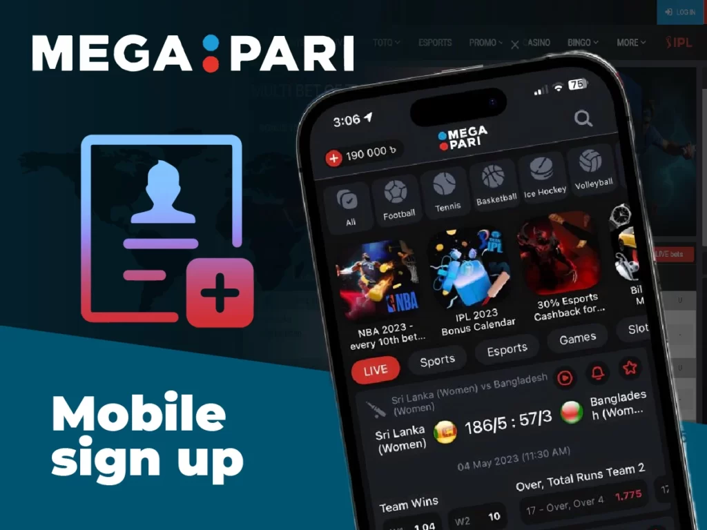 Explanation of how to create an account using the mobile version of the site